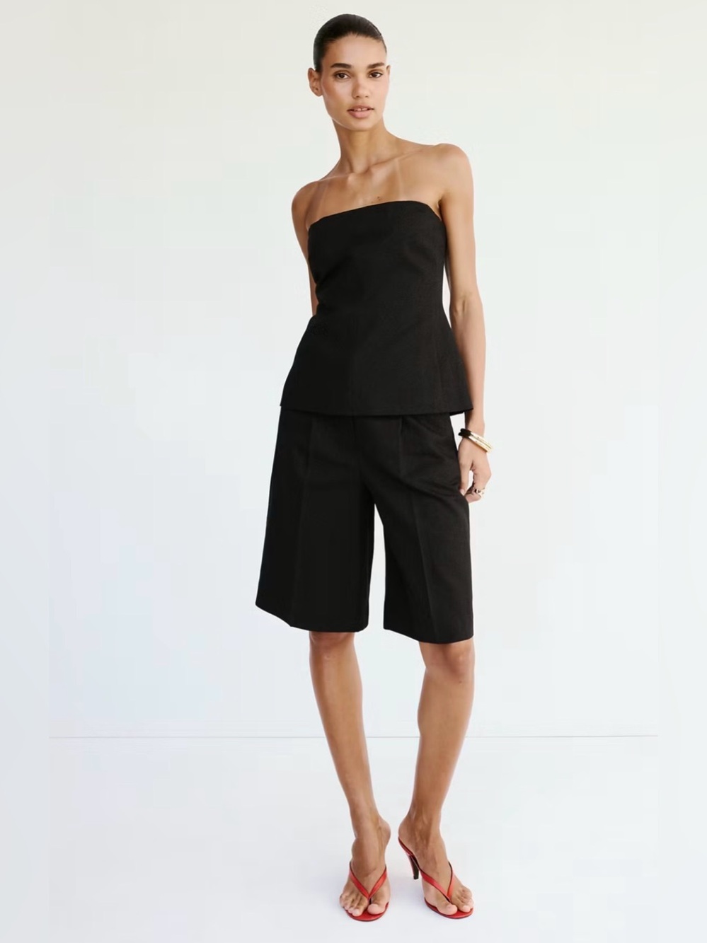 Mango Straight Linen Bermuda Shorts